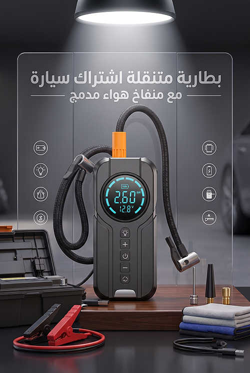 بطارية متنقلة اشتراك سيارة مع منفاخ هواء مدمج دينكس DX414 بقوة 6000 مللي أمبير ودعم تشغيل 2000 أمبير